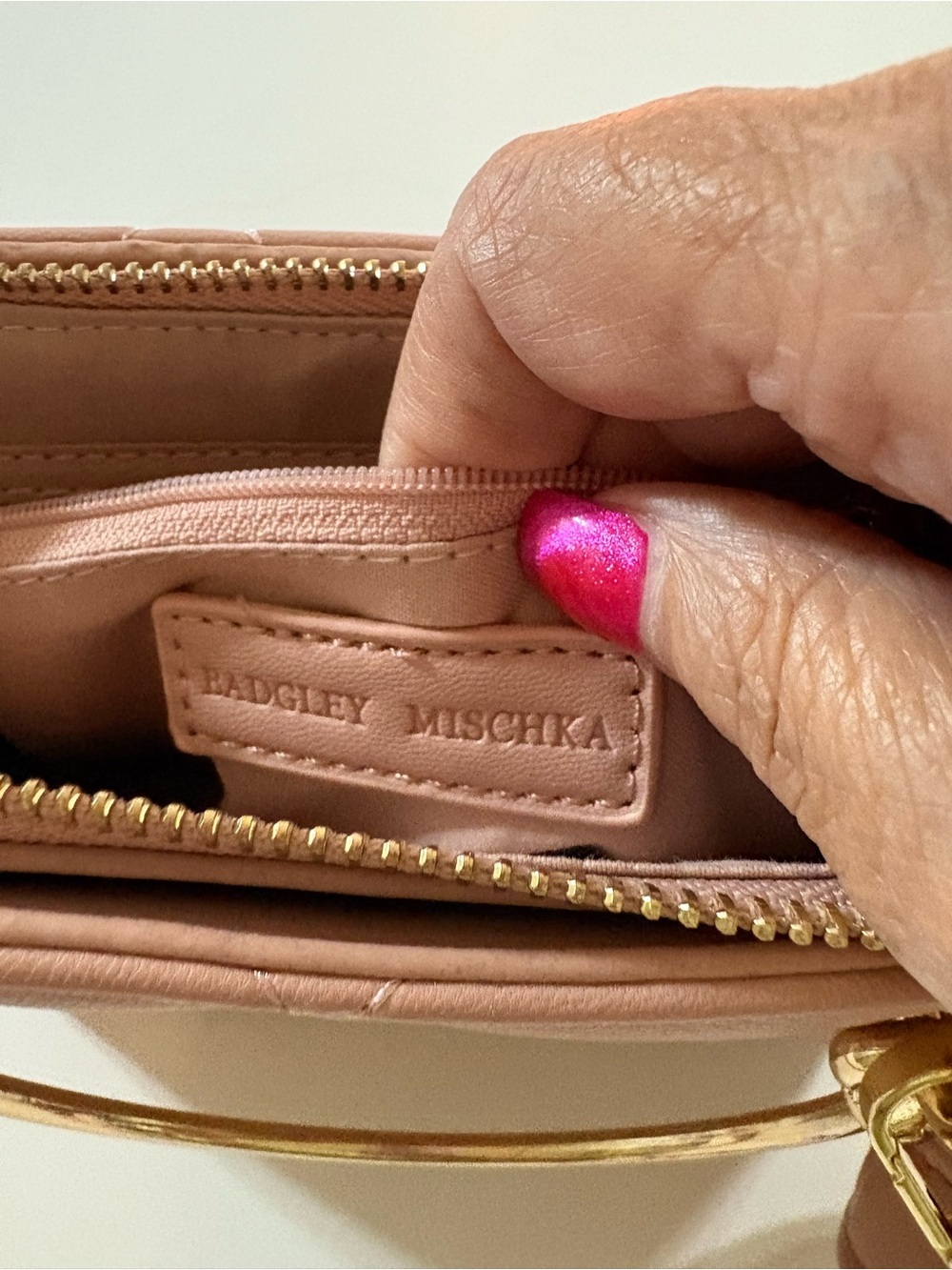 Badgley Mischka Pink Quilted Crossbody with Gold Hardware - Picture 10 of 13